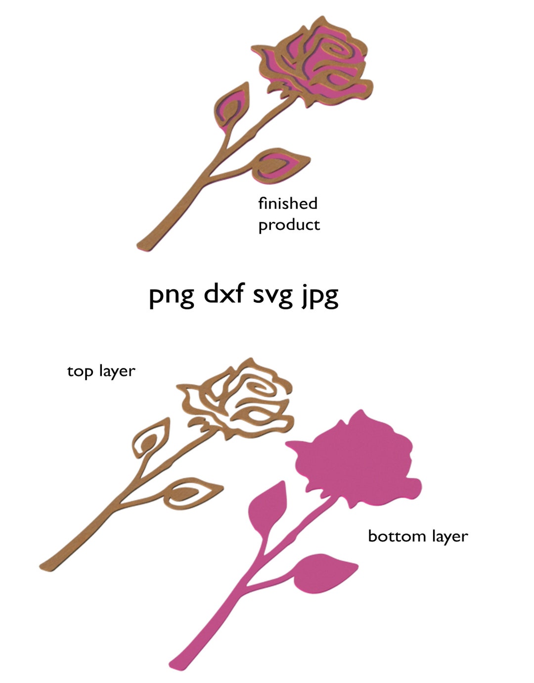 Rose File Art for Laser Cutout Digital Download Wood Acrylic - Etsy