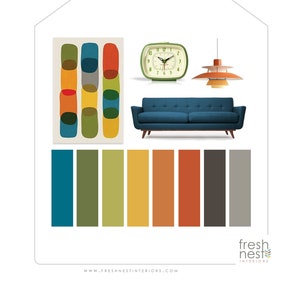 Mid-century Modern Sherwin Williams Prepackaged Paint Palette Bold MCM ...