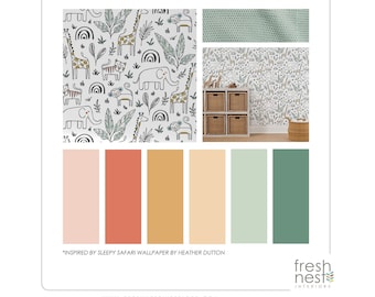 Sherwin Williams Prepackaged Paint Palette - Safari Nursery - Color Palette, Interior Design Color Scheme, Paint Colors, Kids Room, Nursery