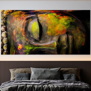 Buddha Wall Decor, Buddha Canvas Wall Art, Huge Canvas Art, Buddha Wall Art, Colorful Buddha Canvas Art