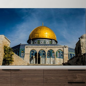 Dome of The Rock Canvas, Jerusalem Wall Decor, Golden Dome Wall Art, Al Aqsa Mosque Canvas, Old City of Jerusalem Wall Art