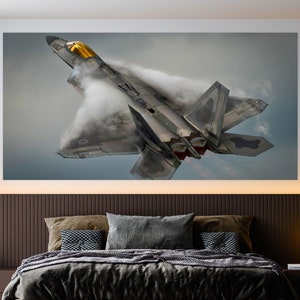 F22 Raptor Wall Decor, Aircraft Wall Art, Strike Fighter Canvas, Pilot Gift Wall Art, F22 Raptor Flight Canvas Art