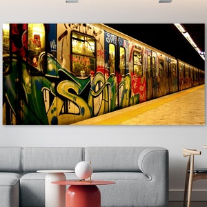 Banksy Wall Art, Train Canvas, Huge Canvas Art, Graffiti Wall Decor, Street Art, Banksy Canvas, Subway Canvas Wall Art