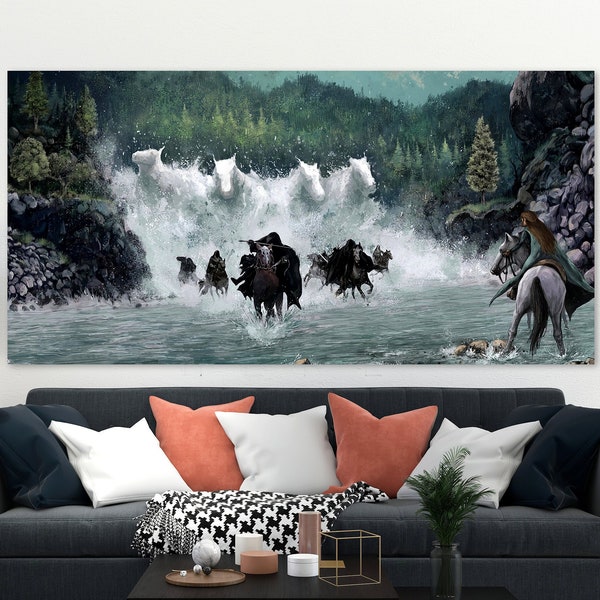 Lord of The Rings Canvas, Movie Wall Art, Huge Canvas, Canvas Art Home Decor, The Nazgûl, Arwen , Arwen-Nazgûl Chase