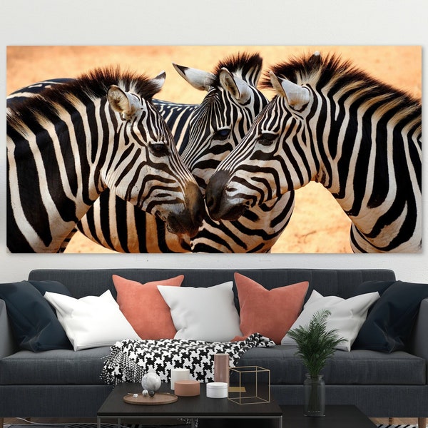 Animal Wall Art, Zebras Canvas, Huge Canvas Art, Nature Life, Wildlife Art, Zebra Canvas Wall Decor, Zebra Family Canvas