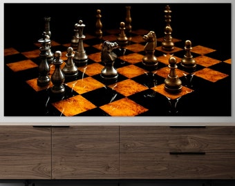 Chess Wall Art, Chess Canvas, Huge Canvas Art, Chessboard Wall Decor, Chess Home Decor, Strategy Game Art