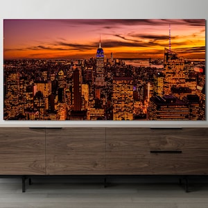 Manhattan, New York City Canvas, Cityscape Canvas, Huge Canvas Art, City Wall Art, Skyscraper Wall Decor, NYC Sunset Canvas