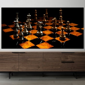 Chess Wall Art, Chess Canvas, Huge Canvas Art, Chessboard Wall Decor, Chess Home Decor, Strategy Game Art