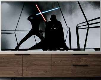 Star Wars Canvas, Movie Wall Art, Huge Canvas Art, Iconic Wall Art, Darth Vader Fighting Canvas Art, Lightsaber Canvas Wall Art