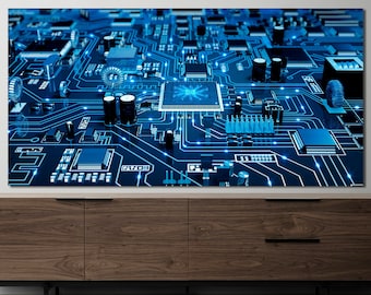 Circuit Board Wall Art, Huge Canvas Art, Scientific Canvas, Engineering Home Décor, Board Canvas, Circuit Layout Wall Art, Computer Science