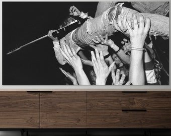 Kurt Cobain Canvas, Iconic Wall Art, Musical Canvas Art, Kurt Cobain Concert Print, Kurt Cobain Black and White Canvas, Musical Canvas Art