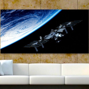 International Space Station Wall Decor, Huge Canvas, Space Wall Art, ISS Canvas Art, Earth From Space Wall Decor, NASA Photography on Canvas