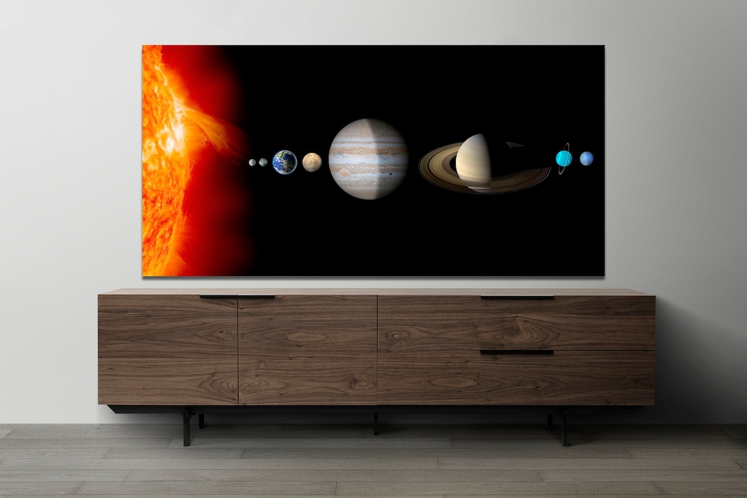 Solar System Wall Decor, Huge Canvas Art, Space Wall Art, Cosmic Canvas, Earth, Pluto, Mars