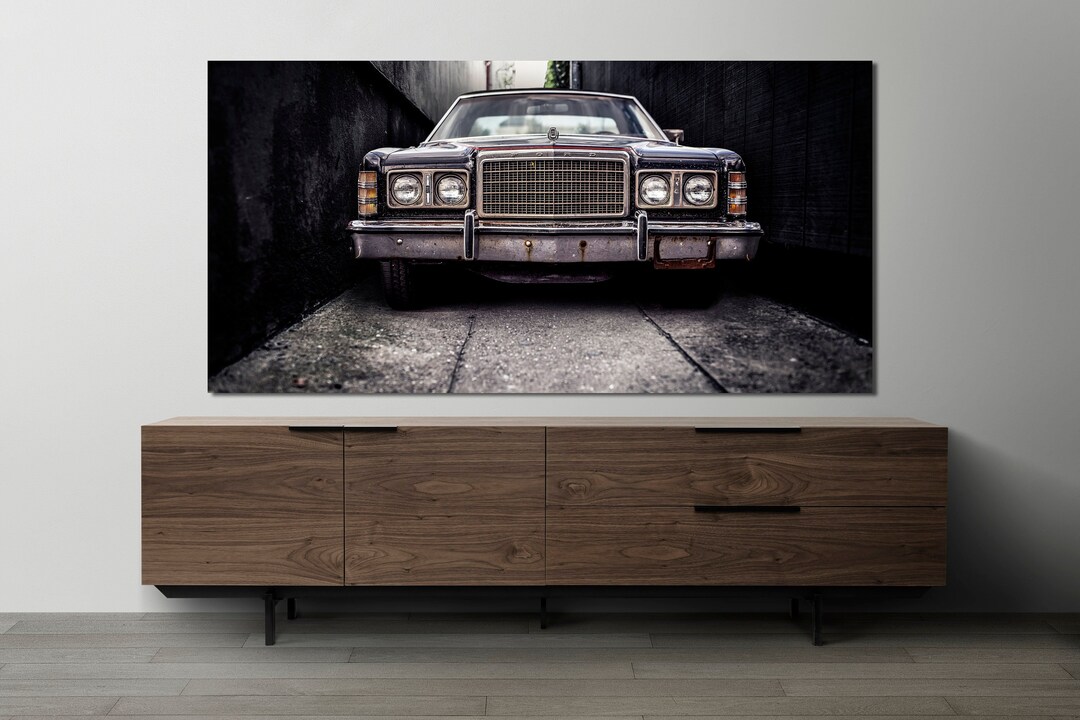 Vintage Car Wall Decor, Huge Canvas Art, Garage Wall Art, Classic Car