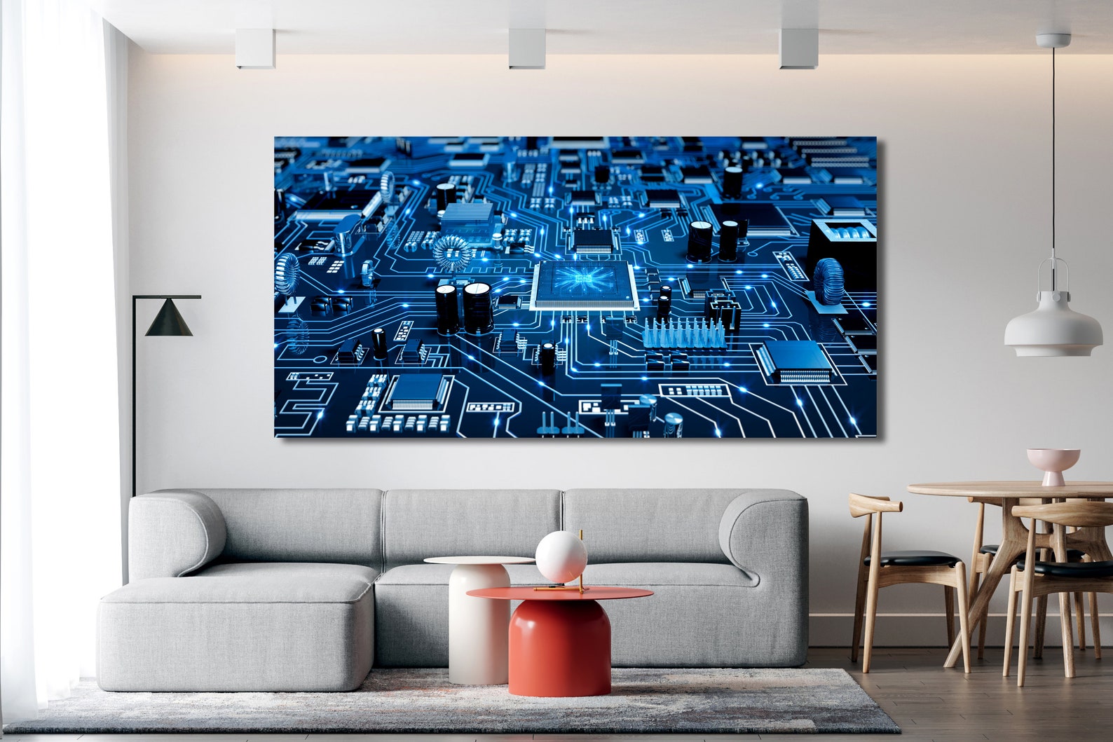 Circuit Board Wall Art, Huge Canvas Art, Scientific Canvas, Engineering