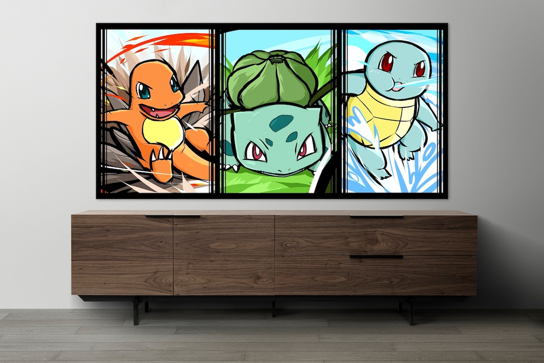Pokemon Canvas, Huge Canvas Wall Art, Iconic Wall Art, Cartoon Canvas