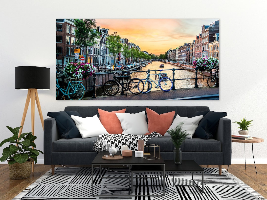 Amsterdam Canvas, Bridge Canvas, Huge Canvas Art, River Wall Art ...