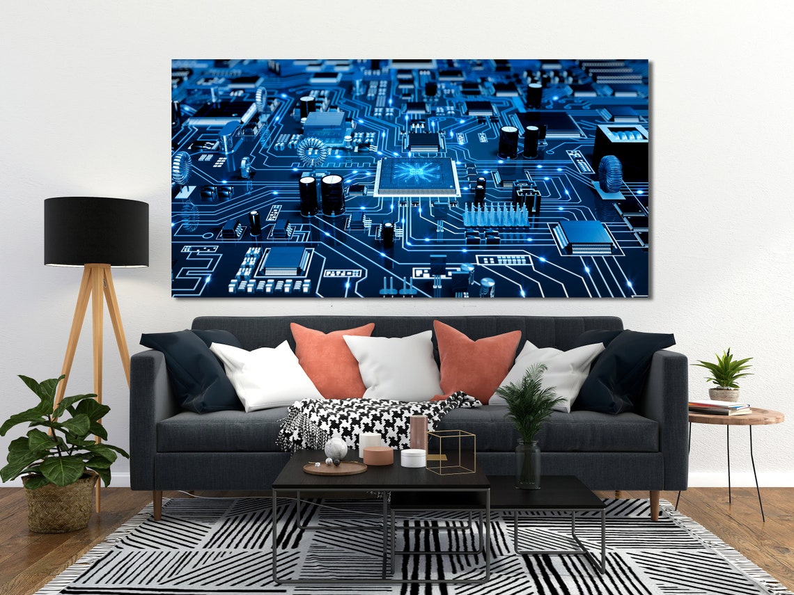 Circuit Board Wall Art Huge Canvas Art Scientific Canvas Etsy