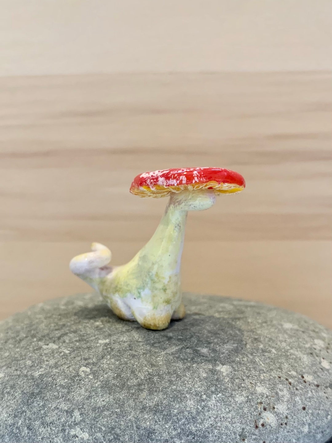 Red and White Mushroom Dino, Dinosaur With Mushroom Hat, Amanita Muscari Mushroom Dinosaur Etsy