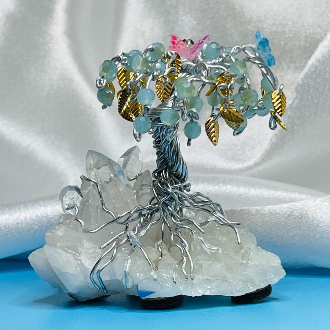 Tiny Blue Handcrafted Wire Tree on Himalayan Crystal Ice - Etsy