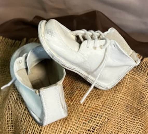 Vintage White Baby Shoes: Jumping Jacks Nursery Decor