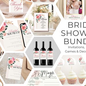 Bridal Shower Bundle | Boho Floral Bridal Shower Theme Invitations Games and Decor | Everything You Need to Throw a Beautiful and Fun Shower