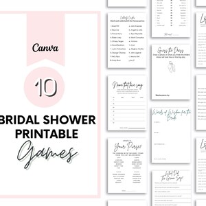 Bridal Shower Games 20 Printables Bundle Printable Minimalist Bridal Shower Games and Activities Set of 10 Editable Canva Templates Bridal