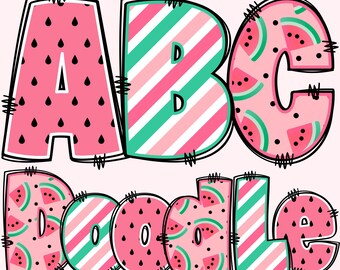 Summer Alphabet Bundle PNG, Summer Letters, PNG Letters, Summer Alphabet, Watermelon Doodle, Summer Doodle, Summer Alpha Pack Doodle 61