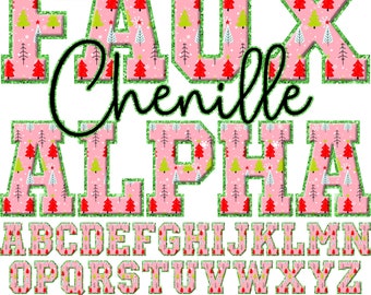 Christmas Faux Chenille Letters PNG, Christmas Alphabet, Faux Chenille Patch, Alpha Doodle, Varsity Patches, Glitter, Alpha Pack 4FC
