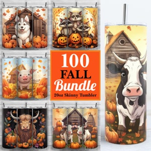 100 Fall Tumbler Bundle, Fall Tumbler Bundle, Autumn Bundle, 20oz Skinny Tumbler PNG, Sublimation, Tumbler Wrap, Straight, Tapered, Bundle 1