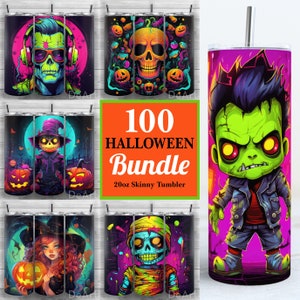 100 Halloween Tumbler Bundle, Halloween Bundle, 20oz Skinny Tumbler PNG, Sublimation, Tumbler Wrap, Straight, Tapered, Bundle 10