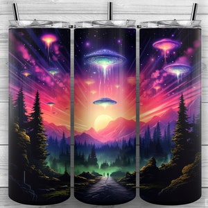 UFO Tumbler Design, Unidentified Flying Object, 20oz Skinny Tumbler PNG, Sublimation Design, Tumbler Wrap, Straight Tapered, Design 150