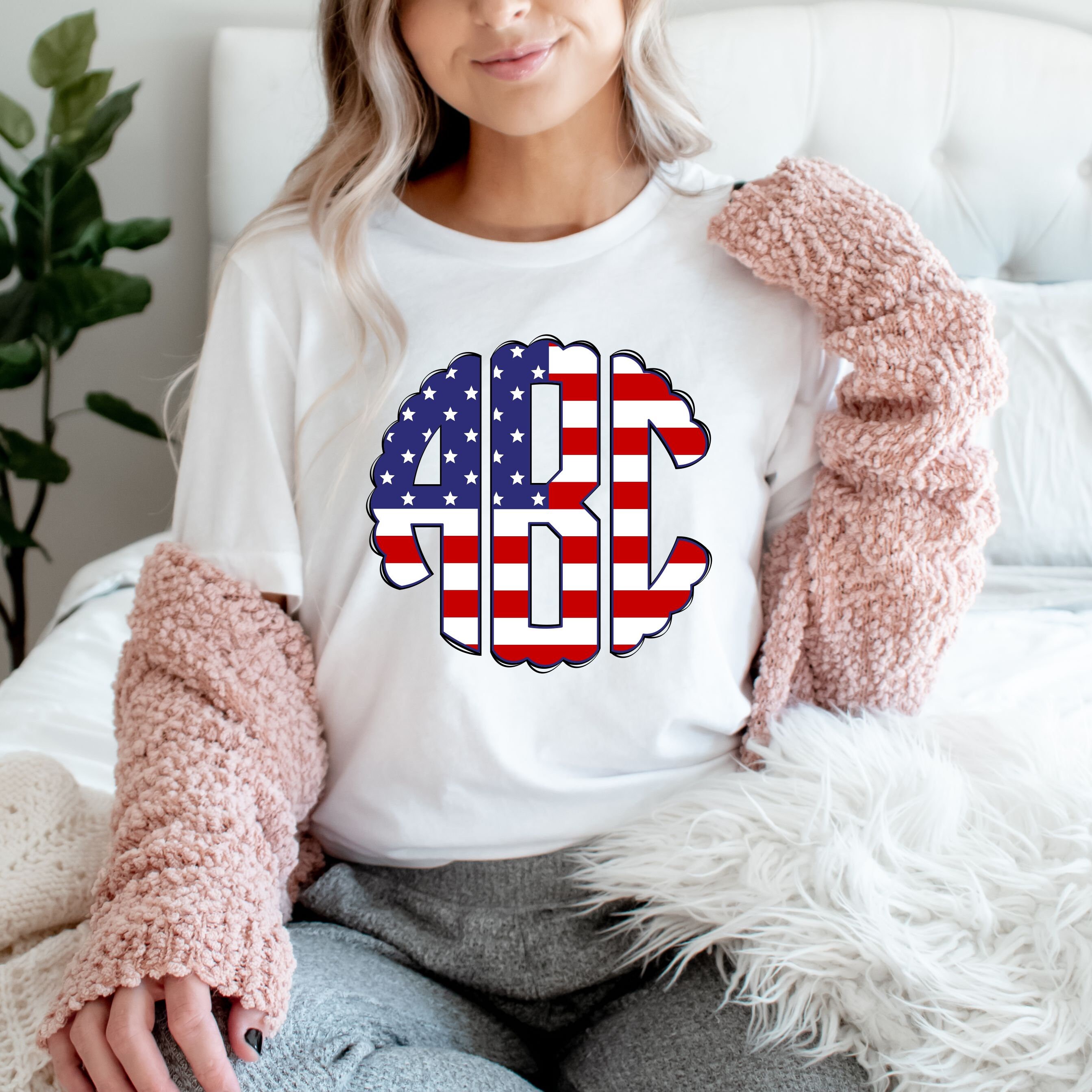 4th of july monogram shirts