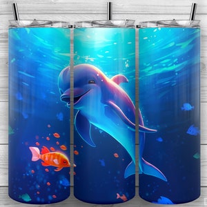 Delfinbecher Design, Delfinbecher, 20 Unzen Skinny Becher PNG, Sublimationsdesign, Becherverpackung, gerade konisch, Design 114