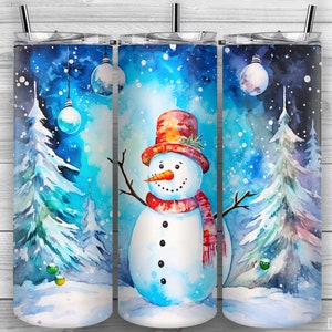 Christmas Tumbler PNG, Christmas Snowman Tumbler, Winter Tumbler, Snowman, 20oz Skinny Tumbler PNG, Sublimation, Tumbler Wrap, Design 349