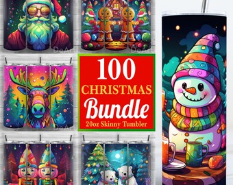 100 Christmas Tumbler Bundle, Christmas Tumbler Bundle, Winter Bundle, 20oz Skinny Tumbler PNG, Sublimation, Tumbler Wrap, Bundle 6