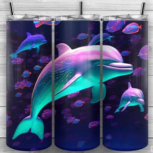 Delfine Becher Design, Delfine Becher, 20 Unzen Skinny Tumbler PNG, Sublimationsdesign, Tumbler Wrap, gerade konisch, Design 109