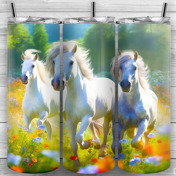 Chevaux Tumbler Design, Camargue Horses Tumbler, 20oz Skinny Tumbler PNG, Conception de sublimation, Tumbler Wrap, Straight Tapered, Design 97