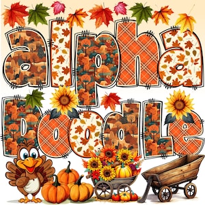 Fall Alphabet Doodle PNG, Autumn Alphabet, Thanksgiving Alpha Doodle, Alphabet PNG, Fall Letters, PNG Letters, Alpha Doodle, Clipart 26