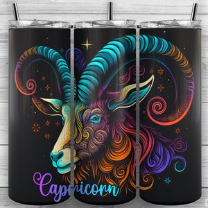 Segno zodiacale Capricorno, Segni zodiacali, Bicchiere magro da 20 once PNG, Design a sublimazione, Avvolgi tumbler, Dritto affusolato, Design tumbler 18