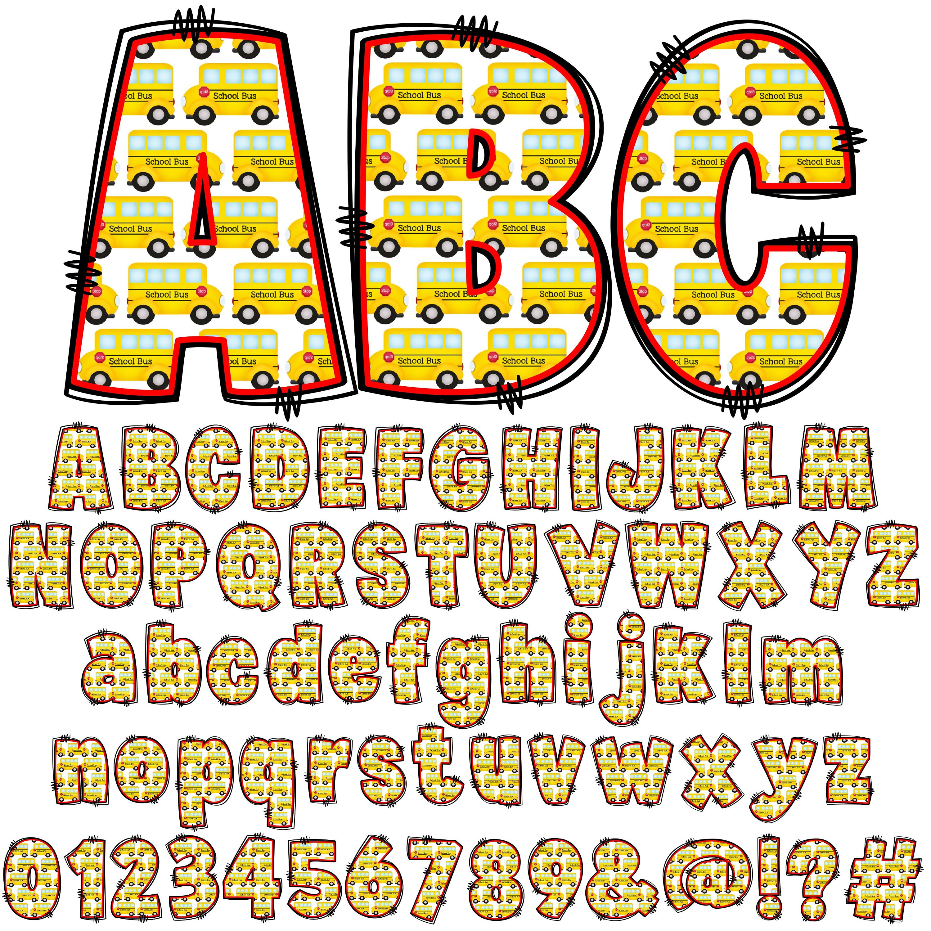 BUNDLE Back to School Alphabet PNG, School Letters, PNG Letters, School ...