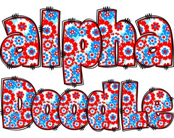 Patriotic Alphabet PNG, July 4th,  Independence Day, July 4th Party, Alpha Doodle, Patriotic Letters, American Doodle, Alpha Pack 7D