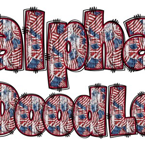 Patriotic Alphabet PNG, 4th of July, Independence Day, Alpha Doodle, PNG Letters, American Doodle, Alpha Pack, US Flag, American, Doodle 13C