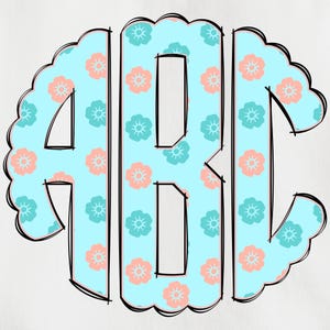 Summer Monogram Bundle PNG, Summer Monogram, Hibiscus Flower Monogram, Summer Alpha Doodle, Doodle Monogram, Round Monogram, Monogram 21C