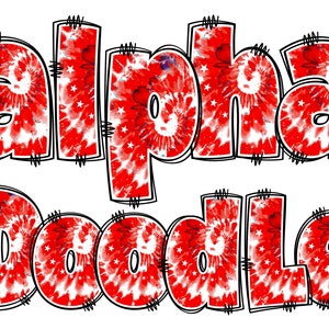Patriotic Red Tie Dye PNG, 4th of July, Independence Day, Alpha Doodle, PNG Letters, American Doodle, Alpha Pack, Red Tie Dye, Doodle 3C