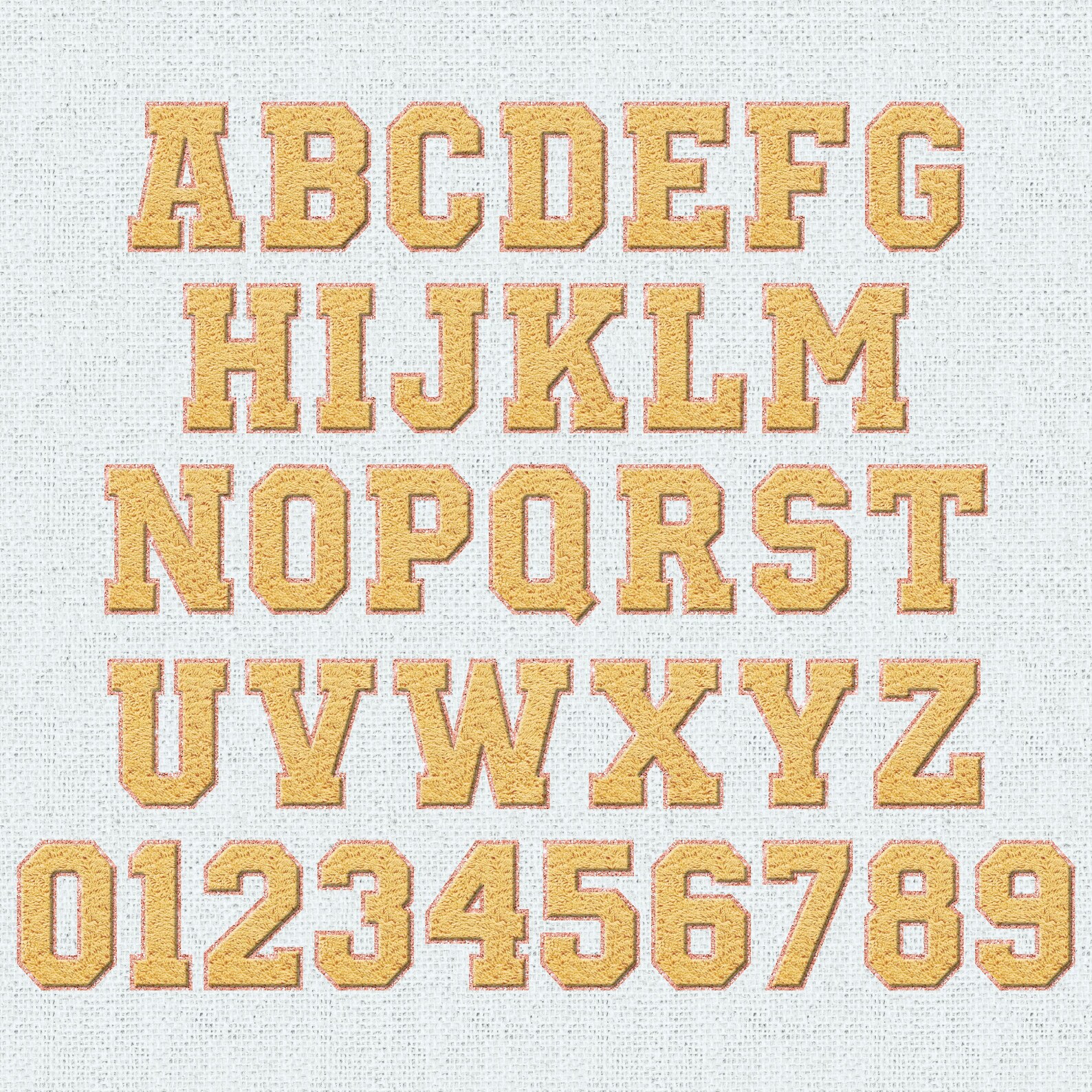 Faux Chenille Alphabet Bundle PNG, Varsity Letters Patches, Pastel ...