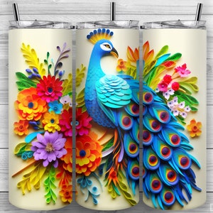 Peacock Tumbler Design, Peacock Tumbler, 20oz Skinny Tumbler PNG, Sublimation Design, Tumbler Wrap, Straight Tapered, Design 212