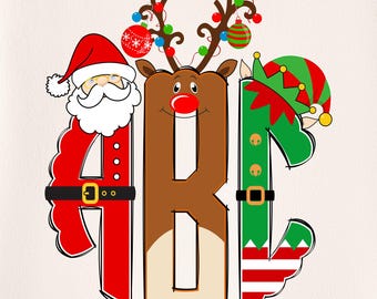 Christmas Monogram PNG, Christmas PNG, Christmas Monogram, Alpha Doodle, Doodle Monogram, Round Monogram, Circle Scallop Monogram 17