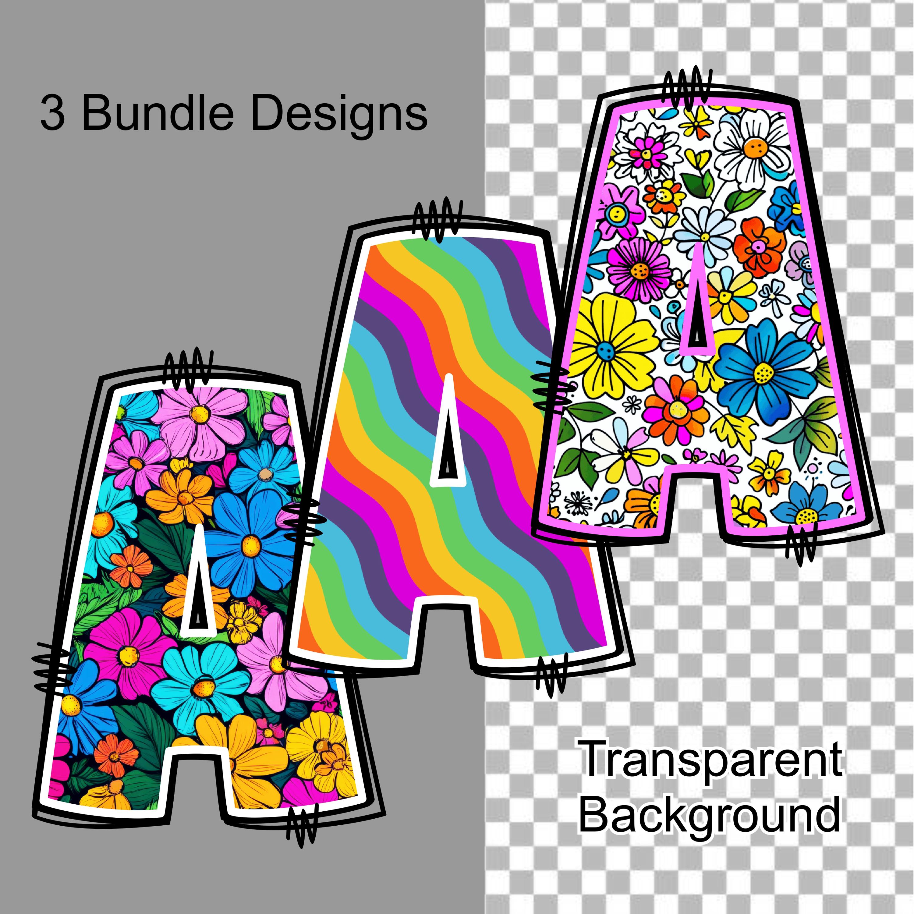 BUNDLE Summer Alphabet PNG, Groovy Floral Doodle, Spring PNG Letters ...
