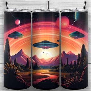 UFO Tumbler Design, Unidentified Flying Object, 20oz Skinny Tumbler PNG, Sublimation Design, Tumbler Wrap, Straight Tapered, Design 149
